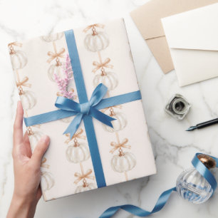 Witte Pompoenen Perzik Strikken Glazen Muiltjes Cadeaupapier