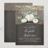 Witte pompoenen rustieke land Herfst Baby shower Kaart (Voorkant / Achterkant)