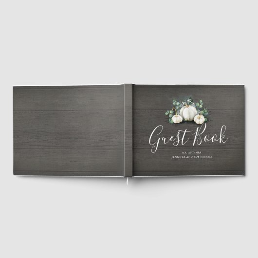 Witte pompoenen rustieke land herfst bruiloft gastenboek (Volledig)
