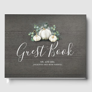 Witte pompoenen rustieke land herfst bruiloft gastenboek