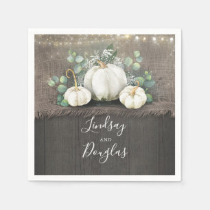 Witte pompoenen rustieke land herfst bruiloft servet