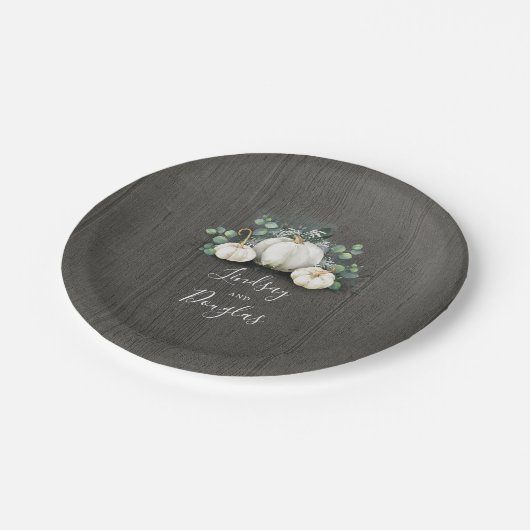 Witte pompoenen rustieke land Herfst geïnspireerd Papieren Bordje (Gekanteld)