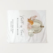 Witte Pompoenen Worden Verliefd Baby Shower Aangep Wandkleed (Voorkant (horizontaal))