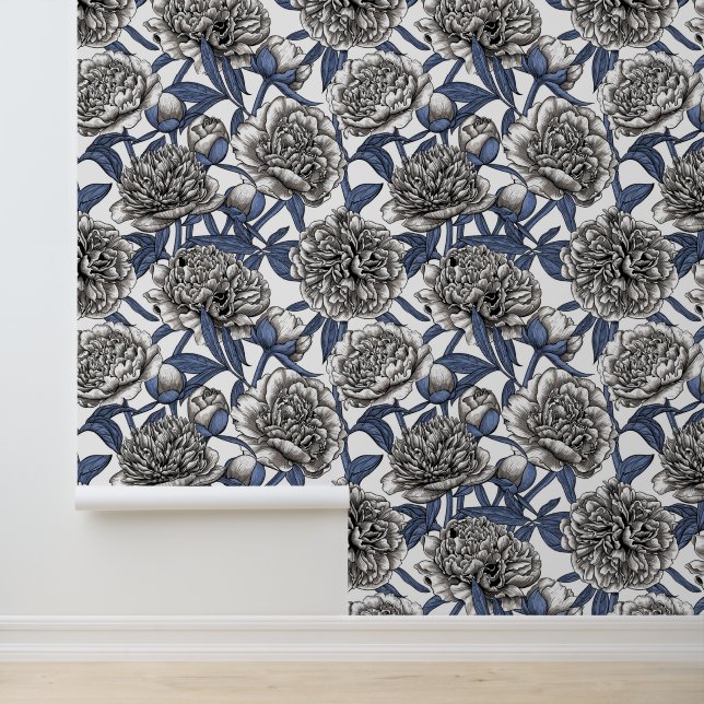 Witte pony bloemen behang (Applicatie)