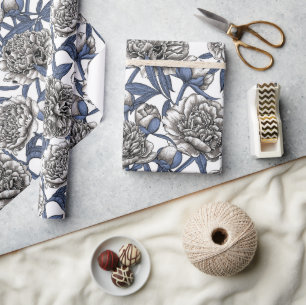 Witte pony bloemen cadeaupapier