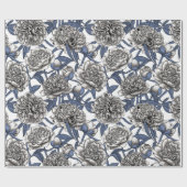 Witte pony bloemen cadeaupapier (Vlak)