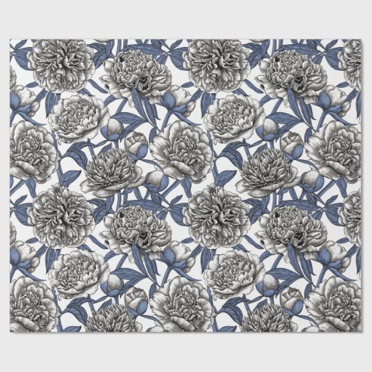 Witte pony bloemen cadeaupapier (Vlak)