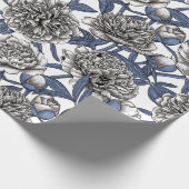 Witte pony bloemen cadeaupapier (Hoek)