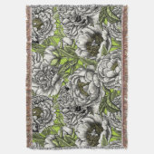 Witte pony-bloemen en -moten deken (Voorkant Verticaal)