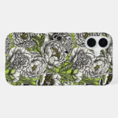 Witte pony-bloemen en -moten iPhone hoesje (Achterkant horizontaal)