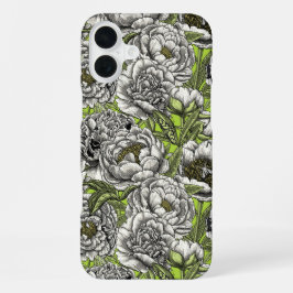 Witte pony-bloemen en -moten iPhone 16 plus hoesje