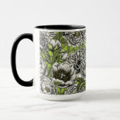 Witte pony-bloemen en -moten mok (Links)