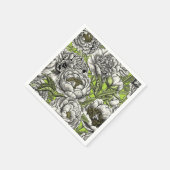 Witte pony-bloemen en -moten servet (Hoek)