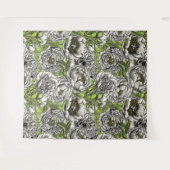 Witte pony-bloemen en -moten wandkleed (Voorkant (horizontaal))