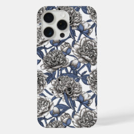 Witte pony bloemen iPhone 15 pro max case