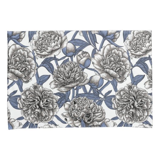 Witte pony bloemen kussensloop (Voorkant-Rechts)