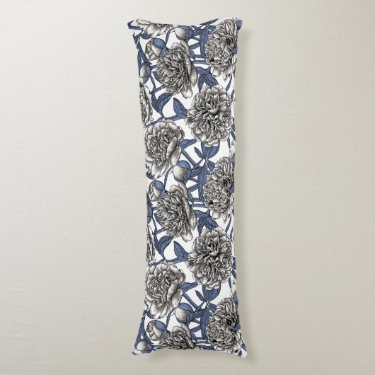 Witte pony bloemen lichaamskussen (Voorkant Verticaal)