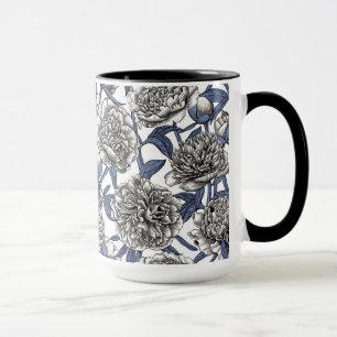 Witte pony bloemen mok