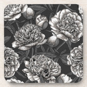 Witte pony bloemen op donkergrijs bier onderzetter (Voorkant)