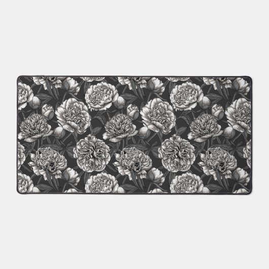 Witte pony bloemen op donkergrijs bureaumat (Voorkant)