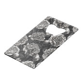 Witte pony bloemen op donkergrijs creditkaart flessenopener (Voorkant Gekanteld)