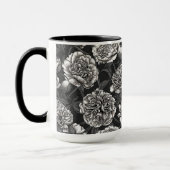 Witte pony bloemen op donkergrijs mok (Links)