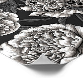 Witte pony bloemen op donkergrijs poster (Hoek)