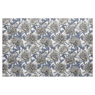 Witte pony bloemen stof