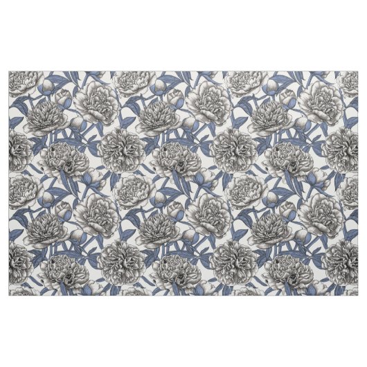 Witte pony bloemen stof (Fat Quarter)
