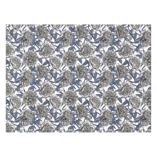 Witte pony bloemen tafelkleed (Voorkant (Horizontaal))