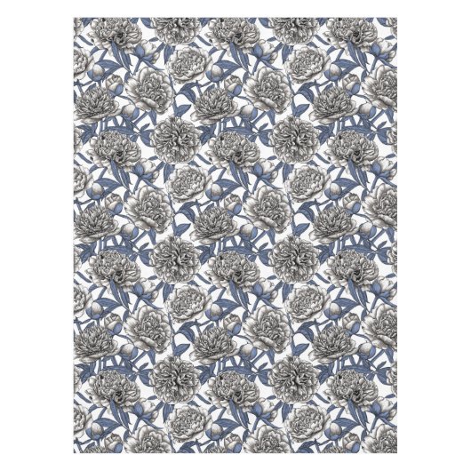 Witte pony bloemen tafelkleed (Voorkant)