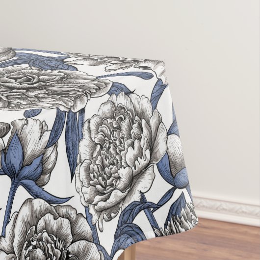 Witte pony bloemen tafelkleed (Voorbeeld)