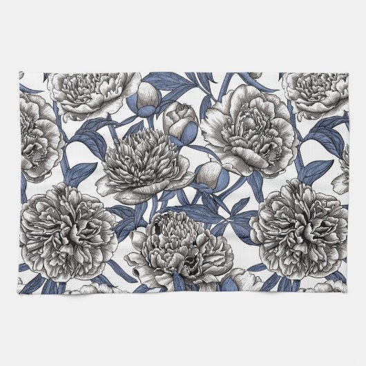 Witte pony bloemen theedoek (Horizontaal)