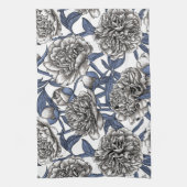 Witte pony bloemen theedoek (Verticaal)