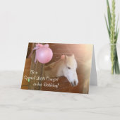 Witte Pony Cowgirl Verjaardag Kaart (Voorkant)