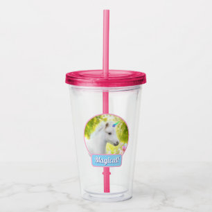 Witte Pony Eenhoorn Acryl Drinkbeker