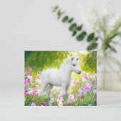 Witte Pony Eenhoorn Briefkaart (Staand voorkant)