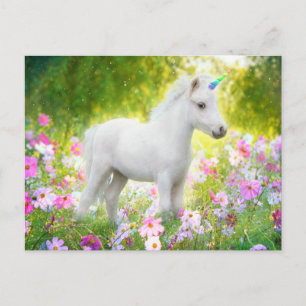 Witte Pony Eenhoorn Briefkaart