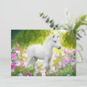 Witte Pony Eenhoorn Kaart (Staand voorkant)