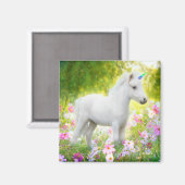 Witte Pony Eenhoorn Magneet (Voorkant / Achterkant)