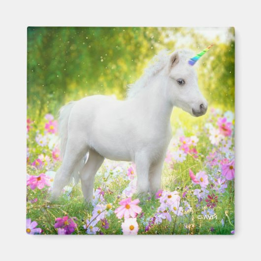 Witte Pony Eenhoorn Magneet (Voorkant)