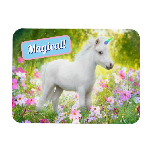 Witte Pony Eenhoorn Magneet (Horizontaal)