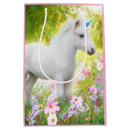 Witte Pony Eenhoorn Medium Cadeauzakje (Voorkant)