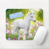 Witte Pony Eenhoorn Muismat (Met muis)