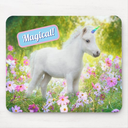 Witte Pony Eenhoorn Muismat (Voorkant)
