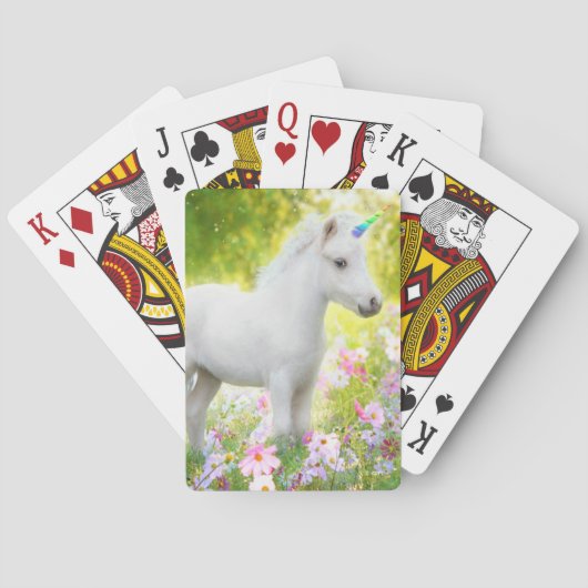 Witte Pony Eenhoorn Pokerkaarten (Achterkant)
