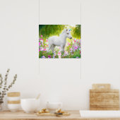 Witte Pony Eenhoorn Poster (Keuken)