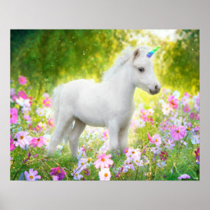 Witte Pony Eenhoorn Poster