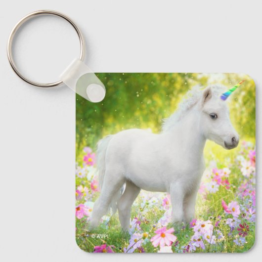 Witte Pony Eenhoorn Sleutelhanger (Voorkant)