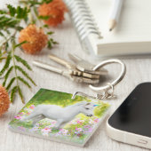 Witte Pony Eenhoorn Sleutelhanger (Voorkant Rechts)